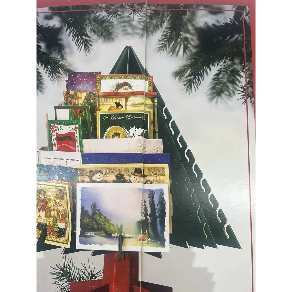 Vintage Nostalgia Christmas Card Tree Holder 72 Cards Holiday Decor Cottage New